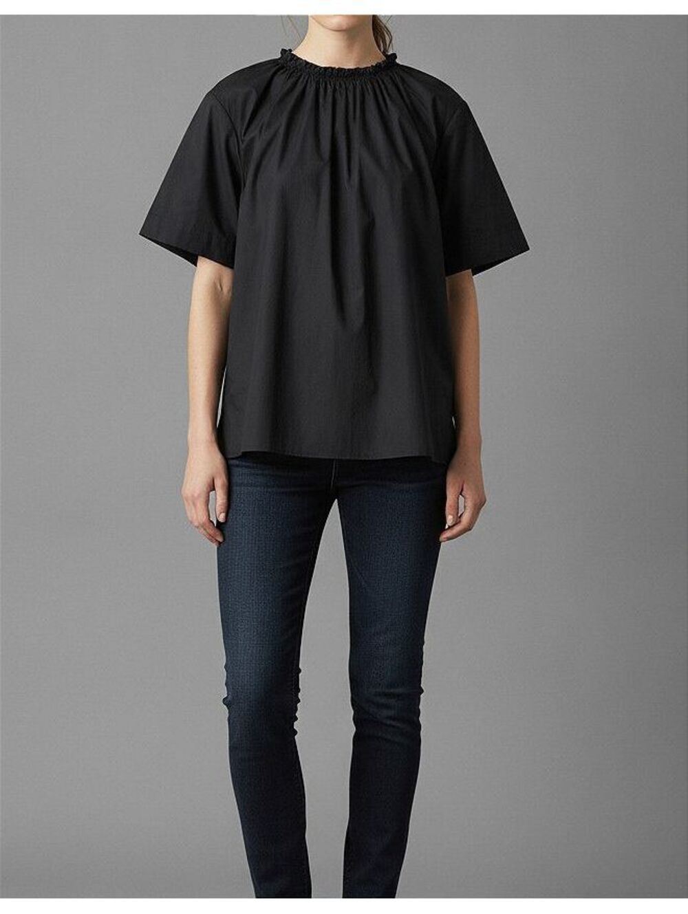 NWT Thakoon Womens Black Smock High Neckline Short Sleeve Tee Top Various Sizes